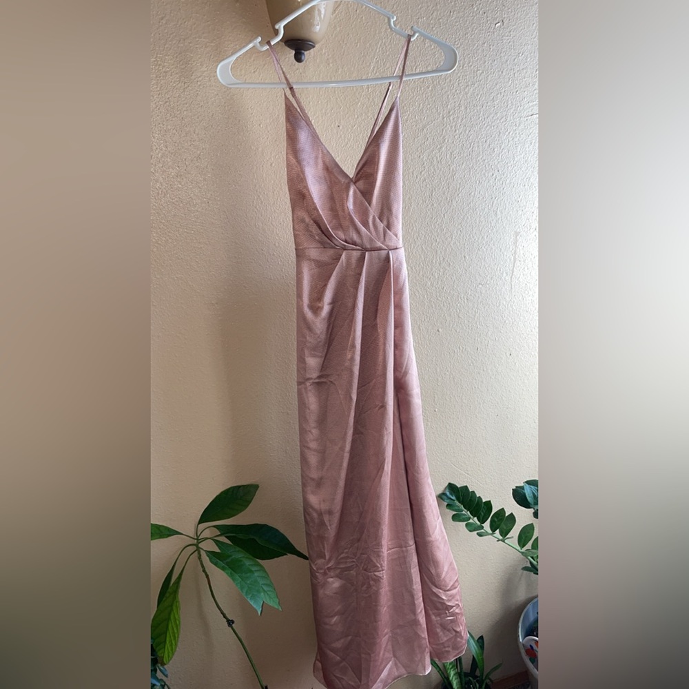 Tobi Pink Sleeveless V-Neck Wrap Gown for Prom